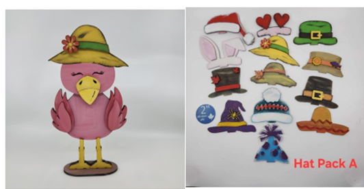 Flamingo with Hat Pack A - $33.50