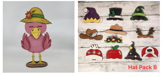 Flamingo with Hat Pack B - $33.50