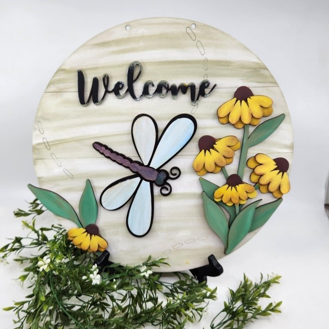 Welcome Round Dragonfly Sign $33.50